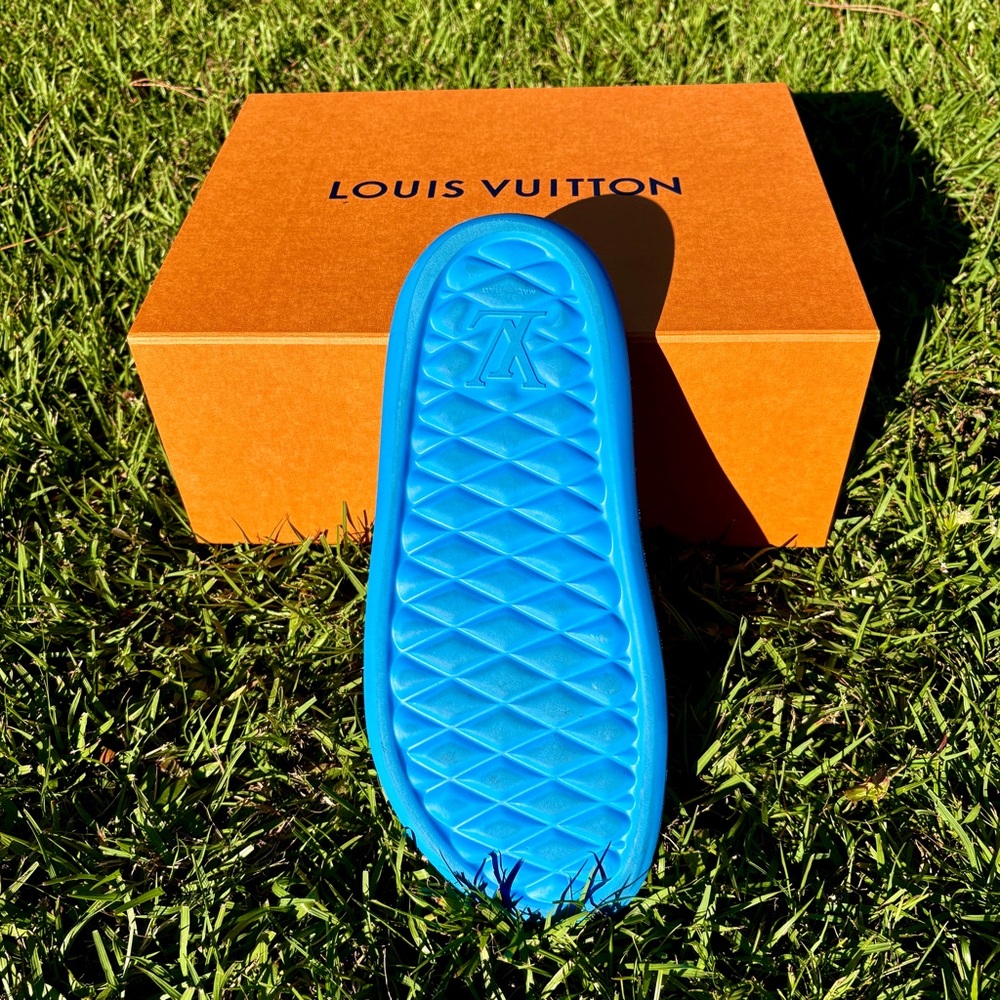 Louis Vuitton Blue Waterfront Mule Slide Size 10.5 Abloh FW21 Collector Sandal - Picture 12 of 16